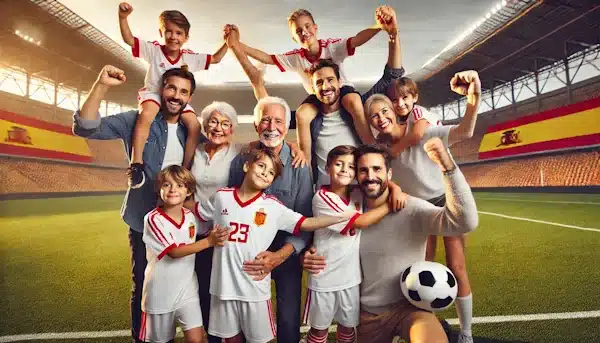 La Empresa Familiar en el Fútbol Español. Imagen de la recreación de una familia en un campo de fútbol.