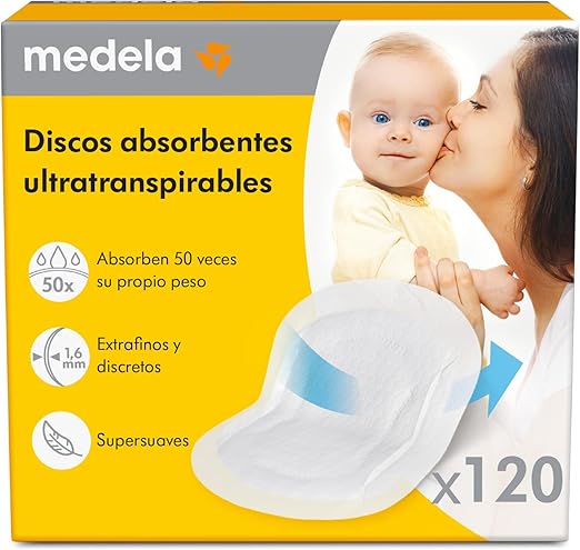 Medela Discos Absorbentes Ultratranspirables: Gran absorción y comodidad para mamás lactantes. Foto del producto.