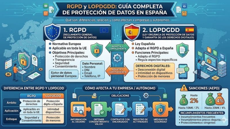 RGPD y LOPDGDD: diferencias, qué son y cómo afectan a la protección de datos en España