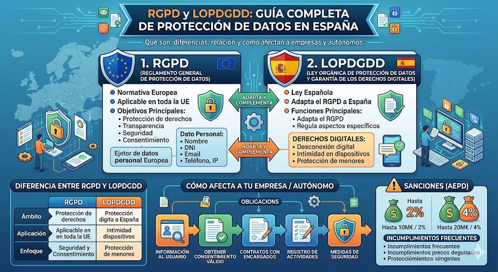 RGPD y LOPDGDD: diferencias, qué son y cómo afectan a la protección de datos en España
