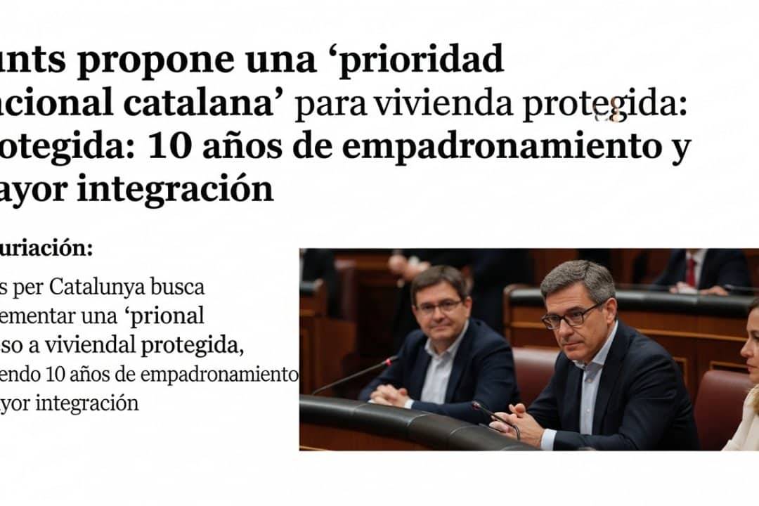 Junts propone una ‘prioridad nacional catalana’ para vivienda protegida: 10 años de empadronamiento y mayor integración
